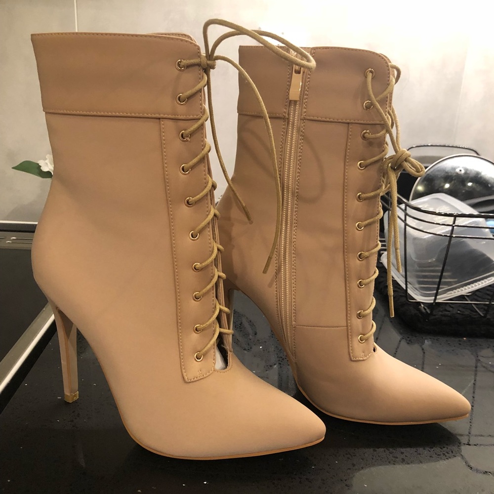 BRAND NEW NUDE ANKLE BOOTIES